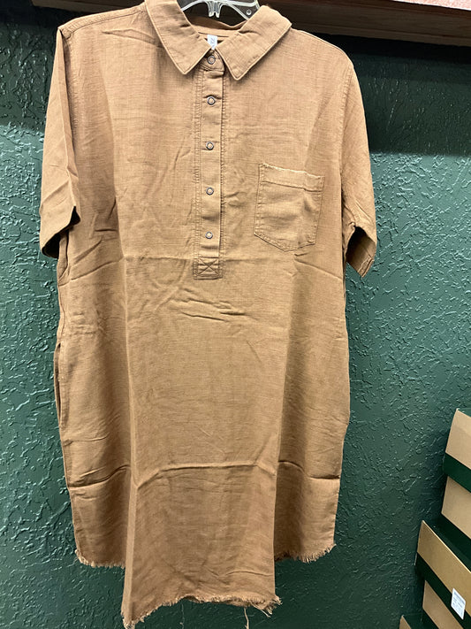 VANILLA MONKEY- LADIES LINEN BUTTON DRESS-1388