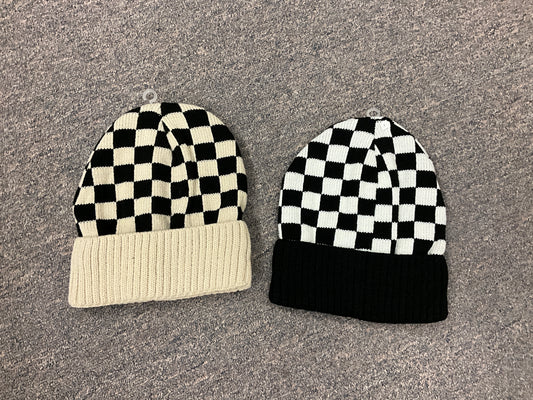 FAIRE-CHECKERED CUFF BEANIE-0919