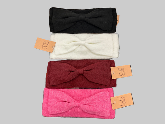 CC BEANIE- HEADWRAP, KNIT BOW-HWE0159