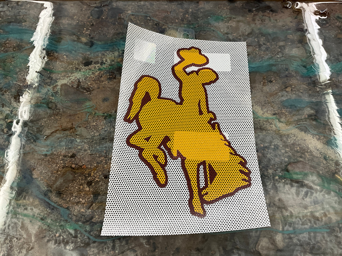 WY COWBOY BRONC MESH DECAL 8" - GB-P8