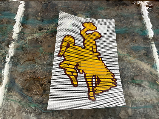 WY COWBOY BRONC MESH DECAL 8" - GB-P8