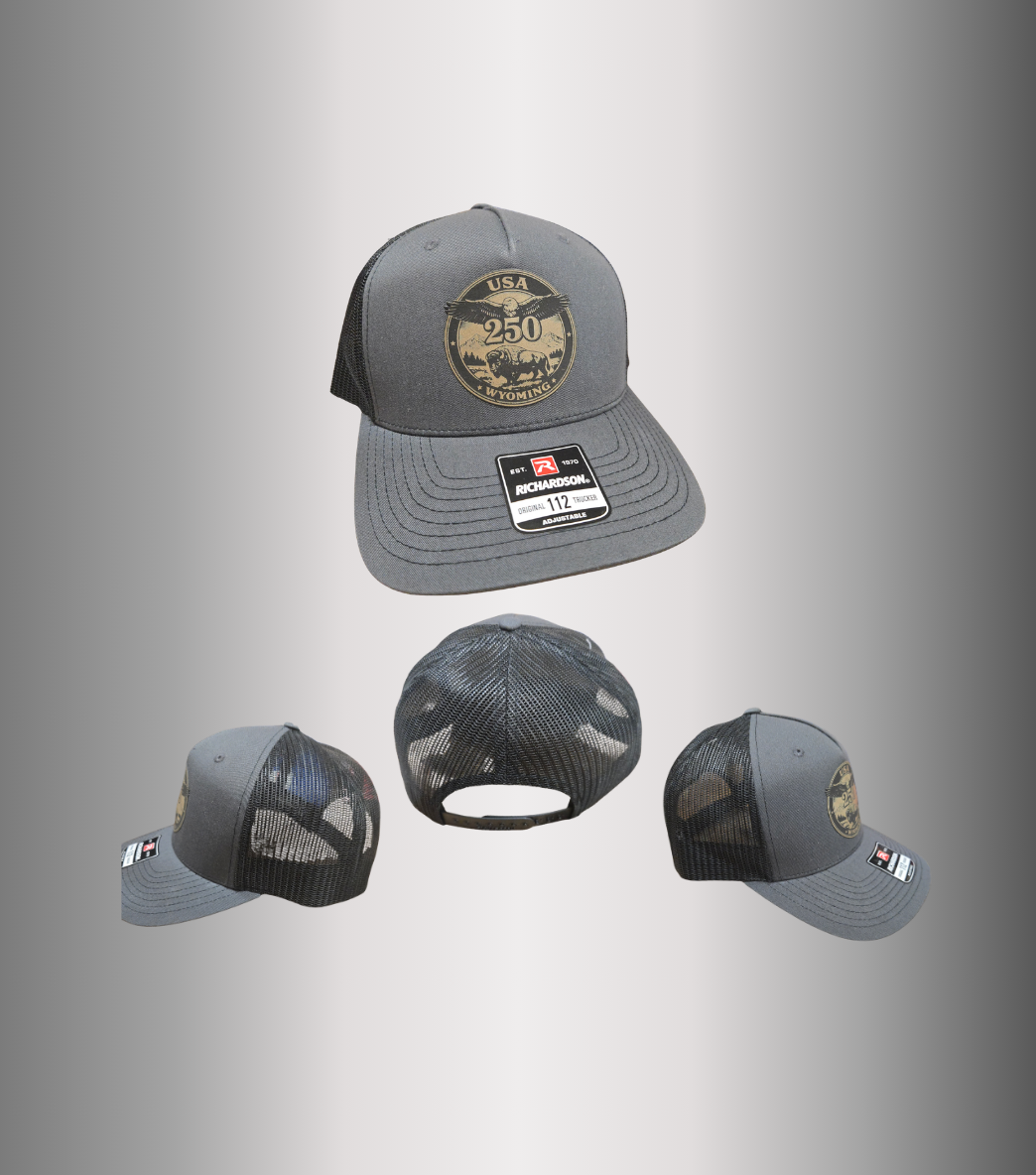Official Wyoming 2026 US 250 Printed Graphic Richardson Hats