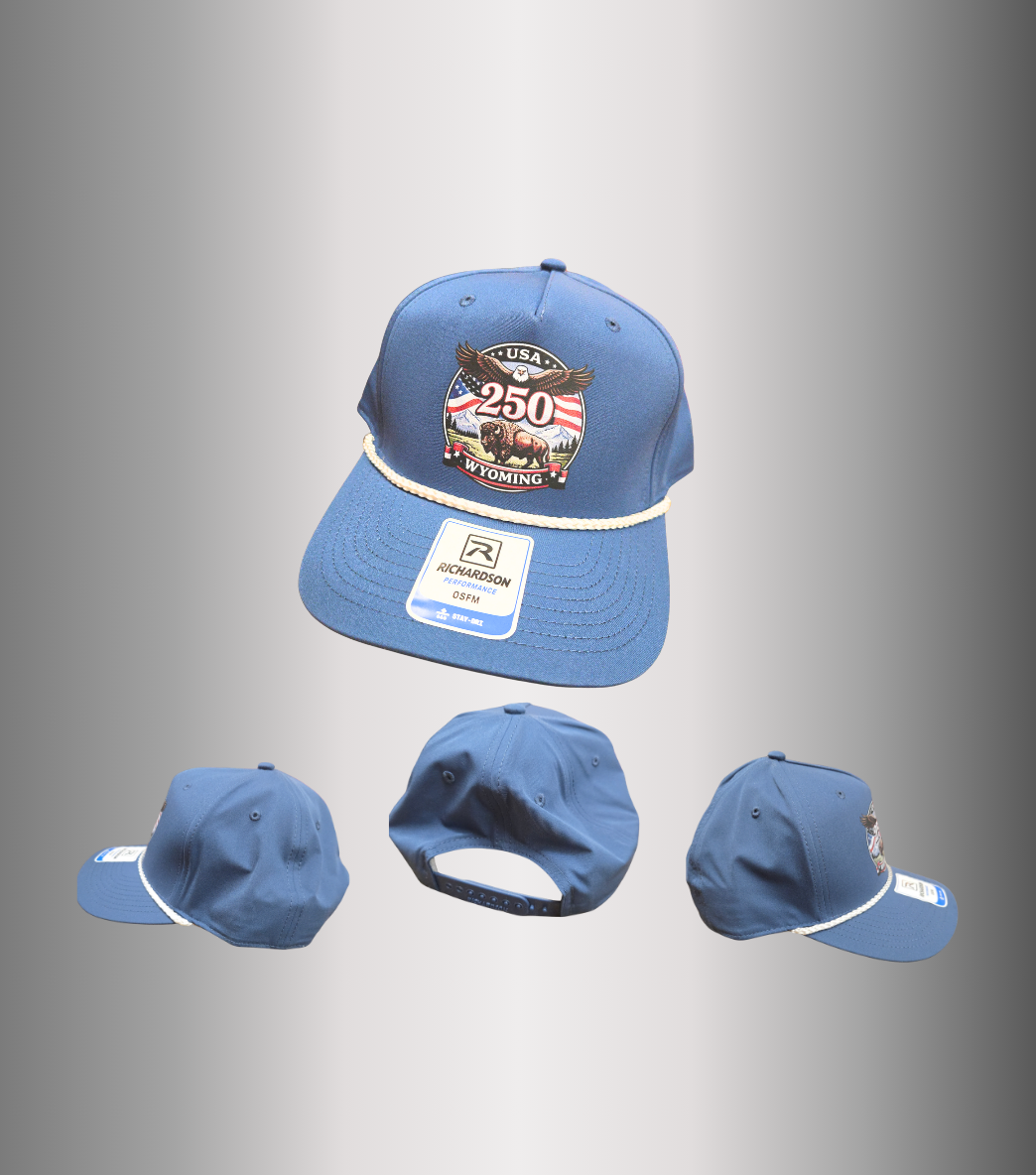 Official Wyoming 2026 US 250 Printed Graphic Richardson Hats