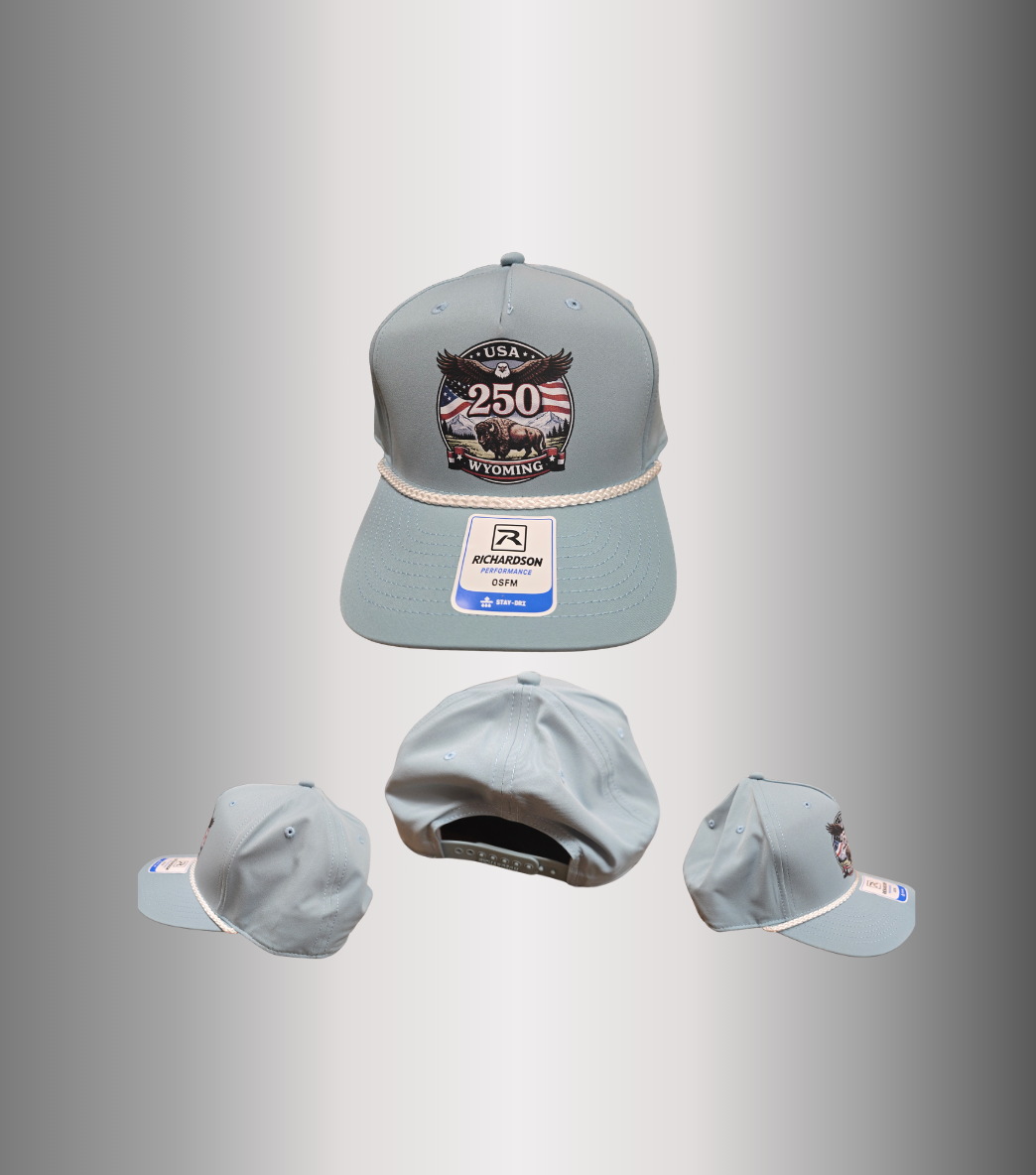 Official Wyoming 2026 US 250 Printed Graphic Richardson Hats